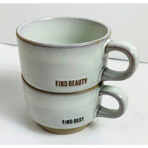 Hearth & Hand Find Beauty & Find Rest 10oz Stackable Stoneware Mug Set (2)